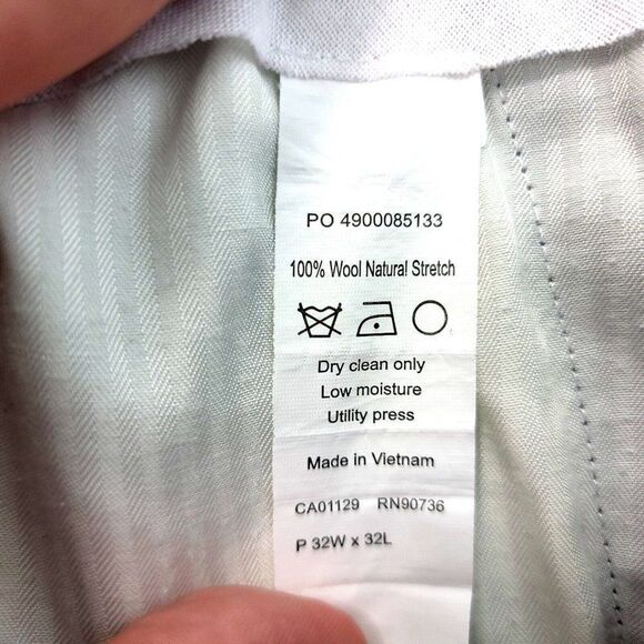 Lauren Ralph Lauren Wool Natural Stretch Blue Check Flat Front Dress Pants 32/31 - Picture 6 of 6